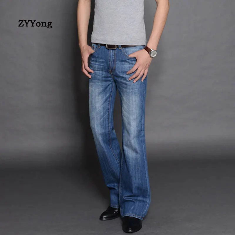 Free Shipping Men's 2020 New Spring Autumn and Winter Wide-Leg Jeans Business Casual Trousers Color Blue and Light Blue Pants