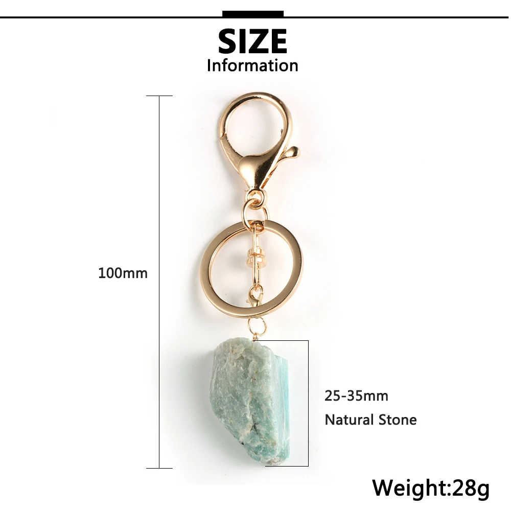 Unisex Men Women Hot Sale Original Irregular Amazons Stone Pendant Keychain Key Holder Natural Chain Ring Jewelry Gift |