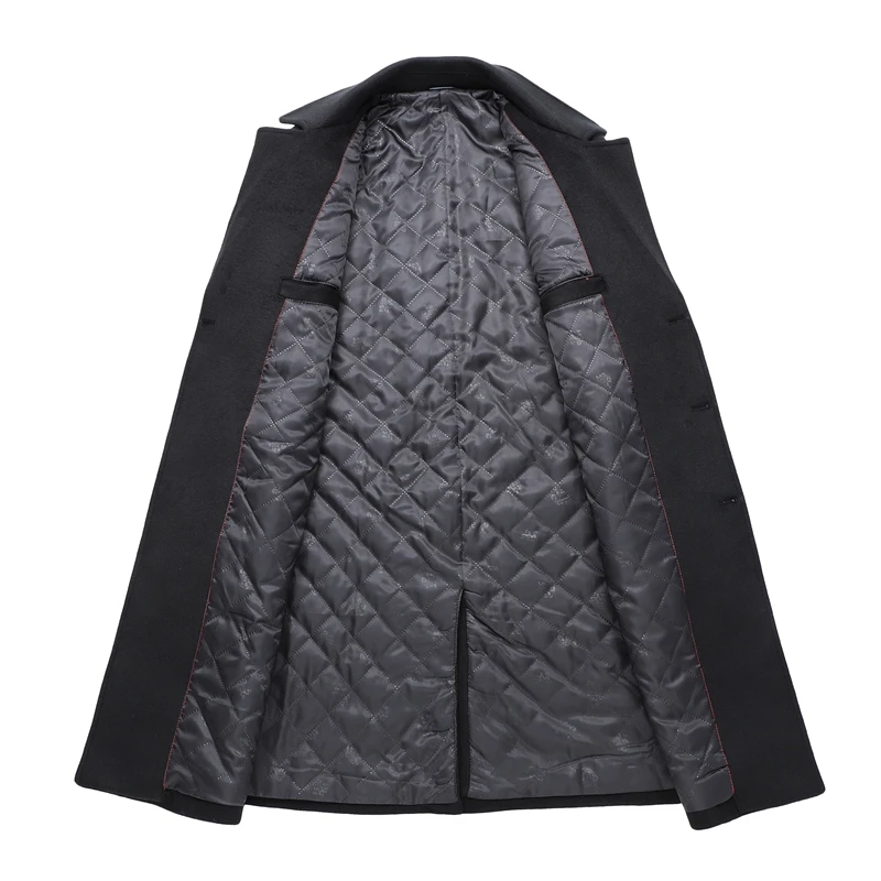 2019 зимнее теплое длинное шерстяное пальто мужское плотное двубортное полупальто