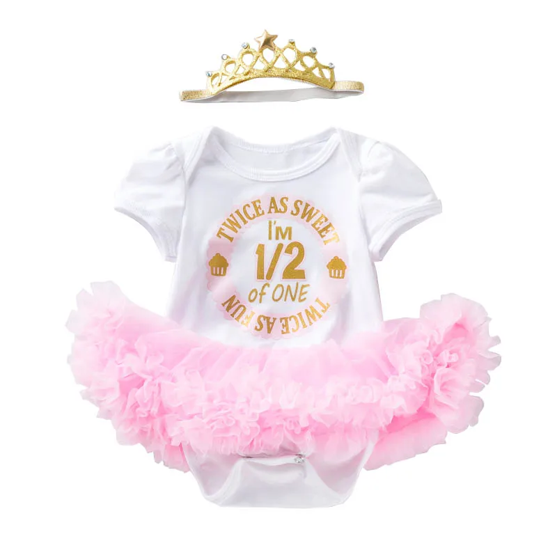 Платье для маленьких девочек 1st 2nd лет платье первого дня рождения с буквенным