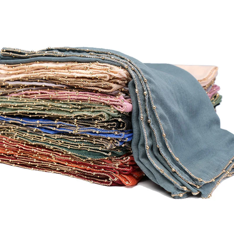 Женская мода простой золотой Pom цепь вискоза шаль шарф для женщин высокое