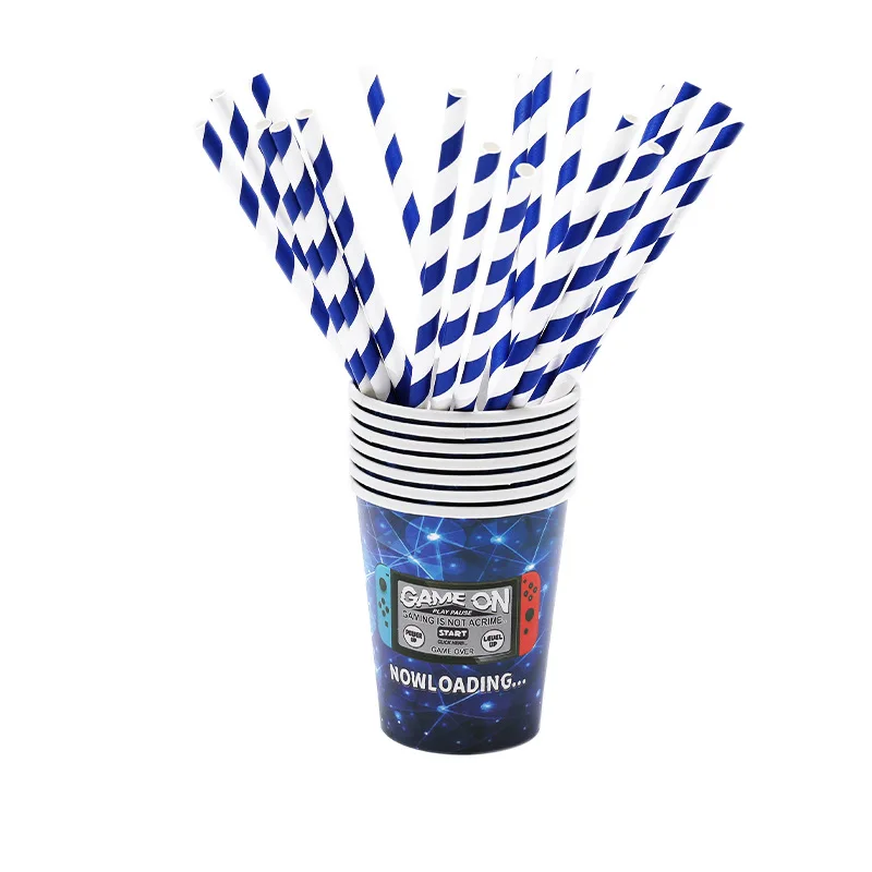 

Game Party Decoration Supplies Nintendo Switch Themed Paper Cup Plate Banner Tablecloth 10th Boy Birthday Party Outdoor Decor