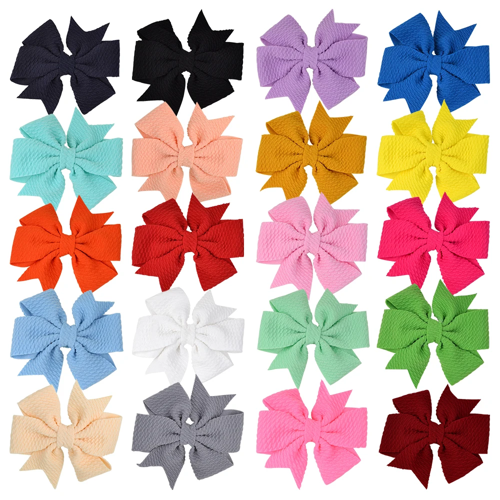 

20 Pcs/lot Solid Nylon Hair Bows With Clip For Baby Girls Handmade Hair Clips Boutique Hair Barrette Headwear Hair Accessories