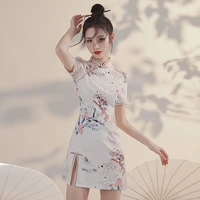 summer improved cheongsam chinese style small dress with short buttock skirt