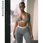 Женский тренировочный костюм BOOFEENAA, повседневный укороченный топ с V-образным вырезом и брюки-леггинсы в рубчик, C16-CF29