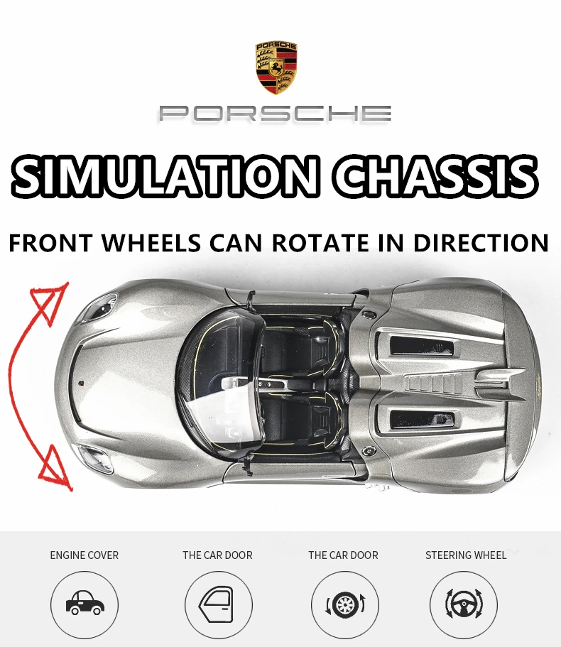Welly 1:24 Porsche 918 модель автомобиля из сплава Модель автомобиля украшение автомобиля коллекция Подарочная игрушка Литье под давлением модель игрушка для мальчиков