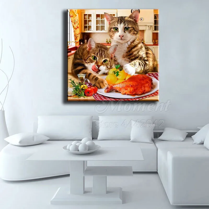 Алмазная живопись Ever Instant хобби искусство мозаика кот ест курицу Кухонное