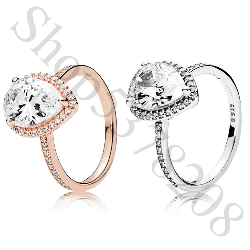 Аутентичные 925 стерлингового серебра сияющая капля мода кольцо для Pandora женщин с