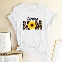 blessed leopard mm sunflowers printing t shirts women summer aesthetic clothes casual harajuku shirt women o neck ladies tops