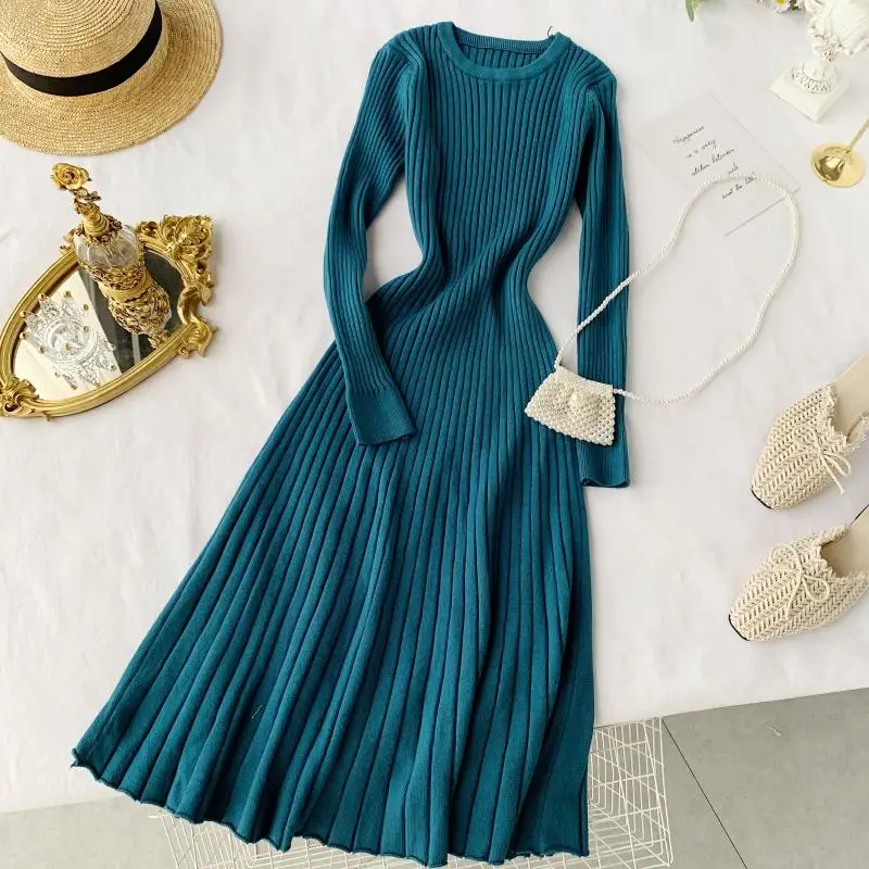 Женское винтажное платье Vestidos 2019 Новое осень зима базовое ТРАПЕЦИЕВИДНОЕ черное