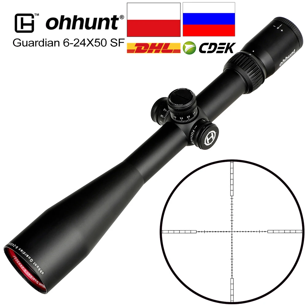 Отправка из Польши и России ohhunt Guardian 6 24X50 SF боковой Параллакс 1/2 полумил точечный
