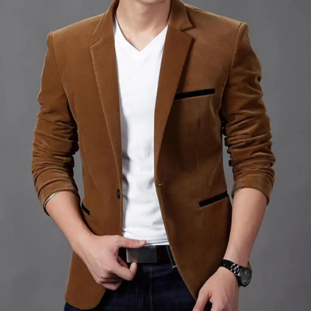 

Jacket Good Turn-down Collar Warm Suit Coat Anti-wrinkle Casual Blazer