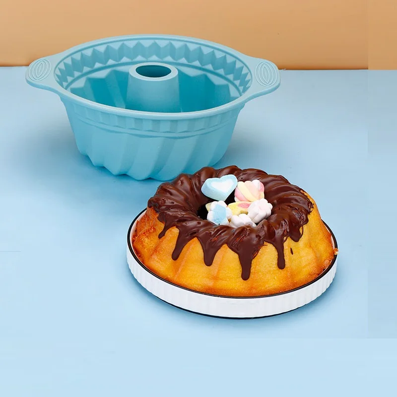 

23.5*10cm 250g DlY Round Shape 3D Silicone Cake Dies Baking Tools Bakeware Maker Mold Tray Baking Random Color
