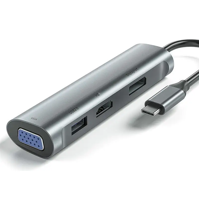 Тип C концентратор 4 Порты с разъемами типа и RJ45 Быстрая зарядка PD 4K 60 Гц