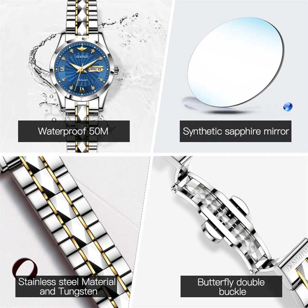 Top Brand Luxury Women Automatic Watch Waterproof Sapphire Mirror Luminous Ladies Watches Fashion Women Mechanical Wristwatches enlarge
