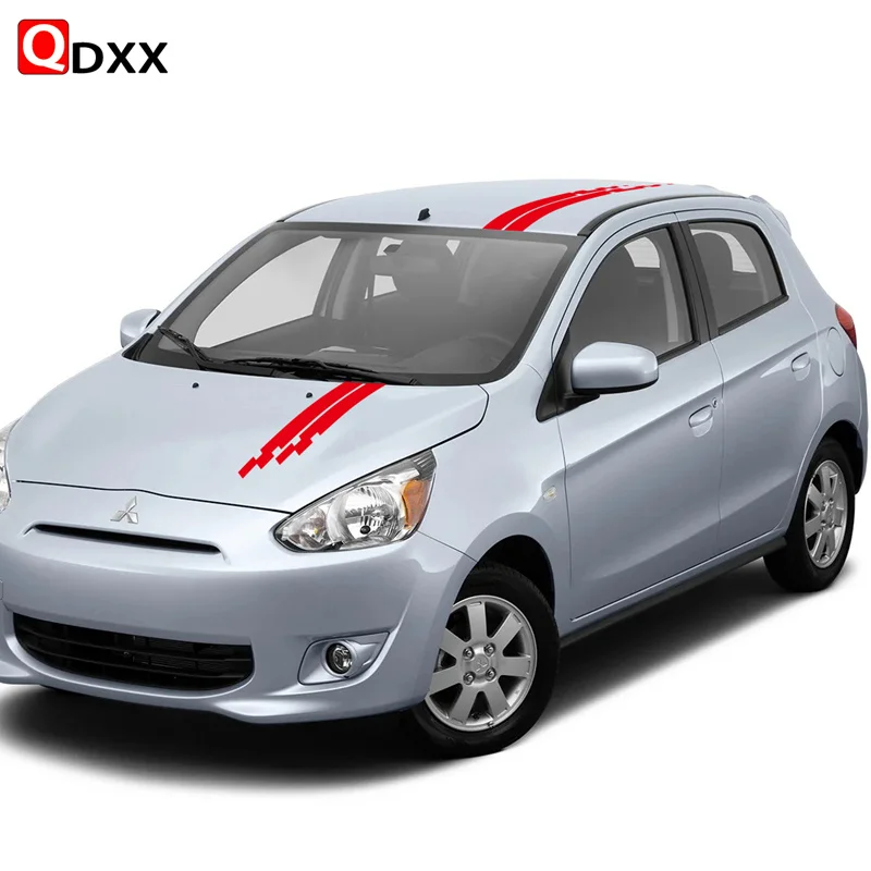 2pcs Racing Sport Stripes For Mitsubishi MIRAGE Car Styling Body Vinyl Film Decals Accessories Auto Hood Roof Decor Stickers - купить по