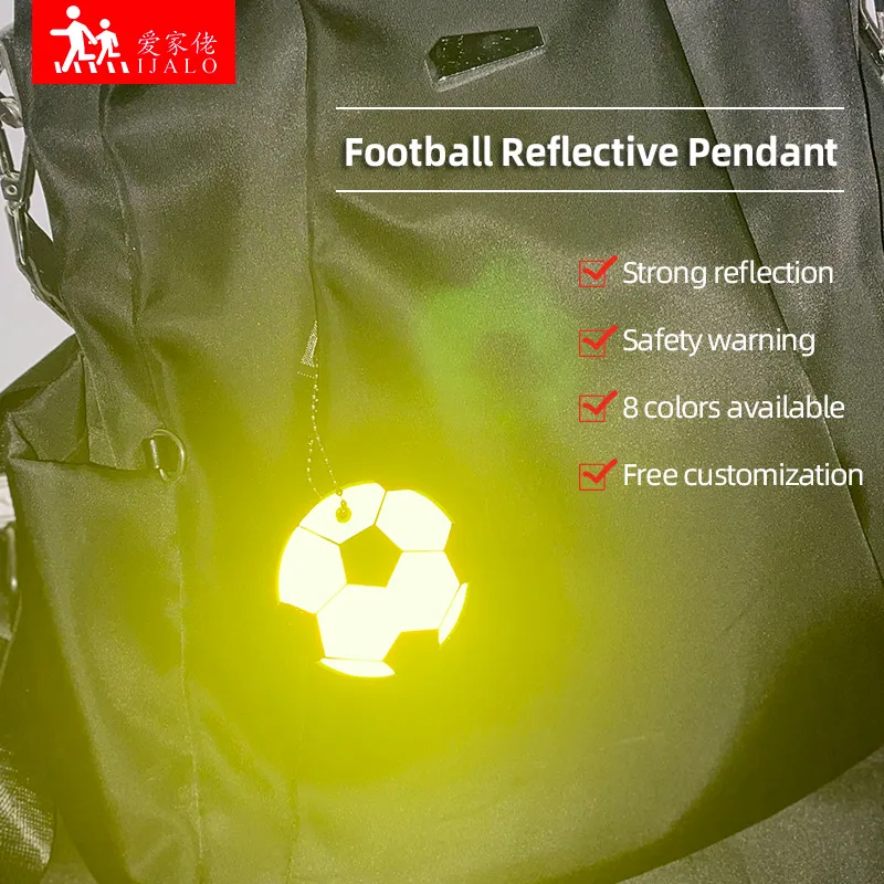 

10Pcs 6.5cm Big Football pattern Soft PVC Reflective Keychain Bag Pendant Accessories High Visibility Keyrings