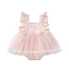 Летняя одежда принцессы для маленьких девочек милые кружевные боди для младенцев, платье-пачка для девочек, бальное платье с бантом, От 0 до 2 лет