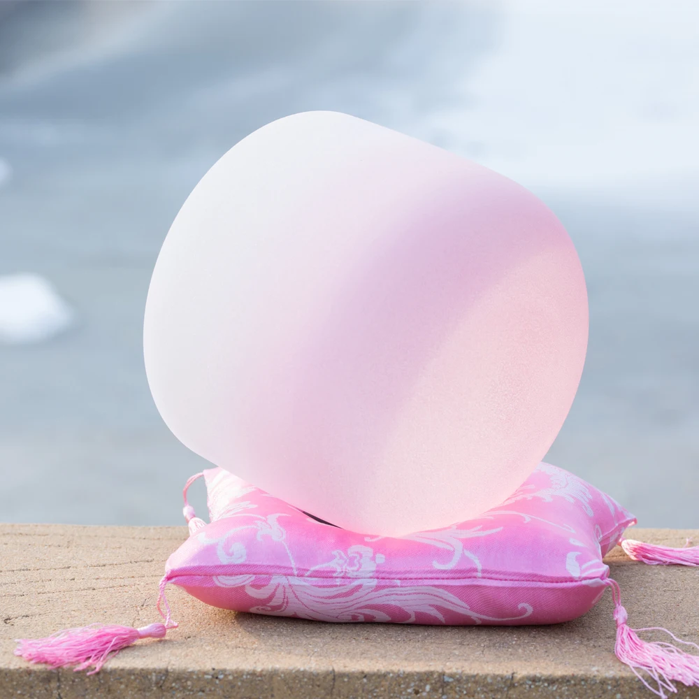 8 Inch Half Pink Quartz Crystal Singing Bowl 440HZ 432HZ C D E F G A B Chakra 8&quot Yoga+ Cloth cushion | Спорт и развлечения