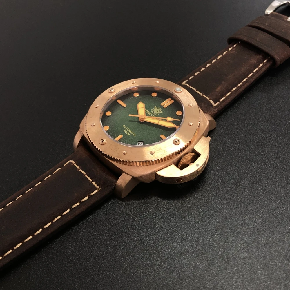 Мужские водонепроницаемые часы STEELDIVE 1956S бронзовые Автоматические наручные NH35 500