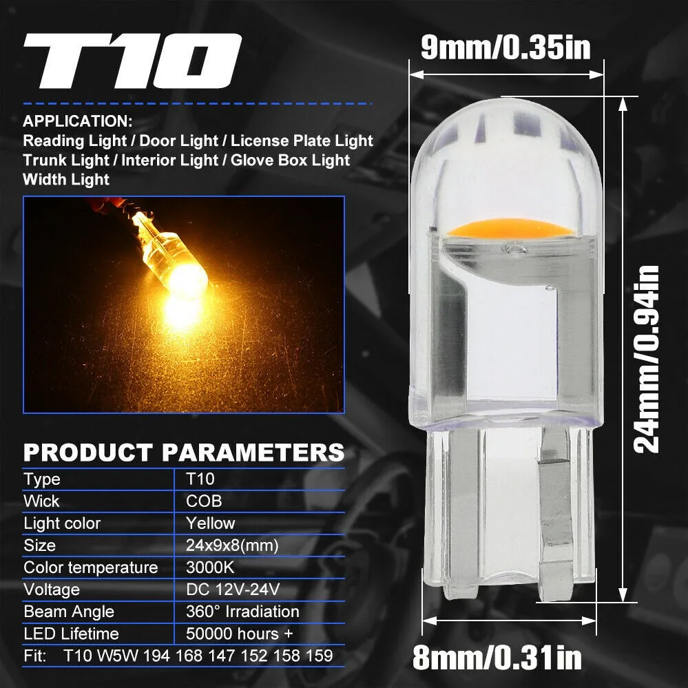 

Map Car Interior Light Reading Replacement Super Bright T10 W5W Yellow