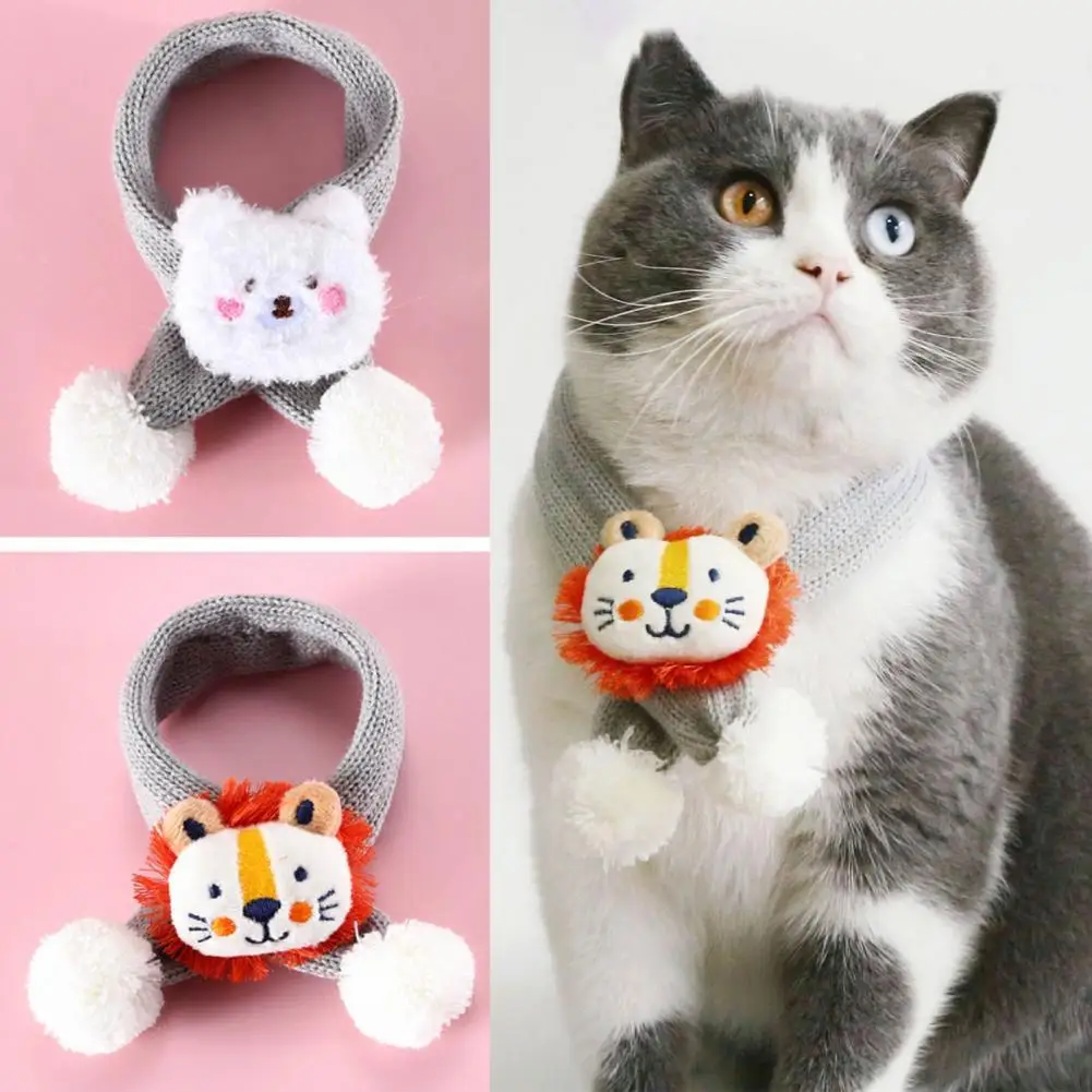 

Cat Muffle Cartoon Doll Decor Keep Warmth Soft Texture Fashion Pet Cat Dogs Scarf for Festival