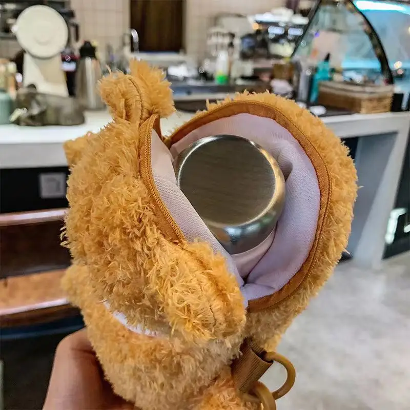 

Cute thermos cup cover anti-scalding fashion plush small backpack for schoolgirls and children portable to school outdoor