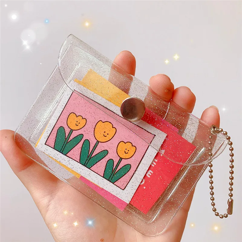 

Fashion Transparent Waterproof Pvc Women Card Case Business Card Holder Men Credit Card Bag Id Card Mini Wallet Girls Coin Purse
