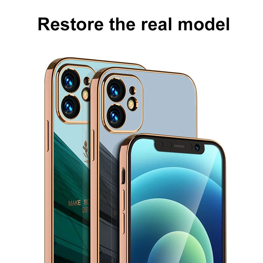 Ultra Thin Plating Cover Case For iPhone 12 11 13 14 Pro Max Plus Luxury Bumper Protection Case For iPhone 12Pro Silicone Funda