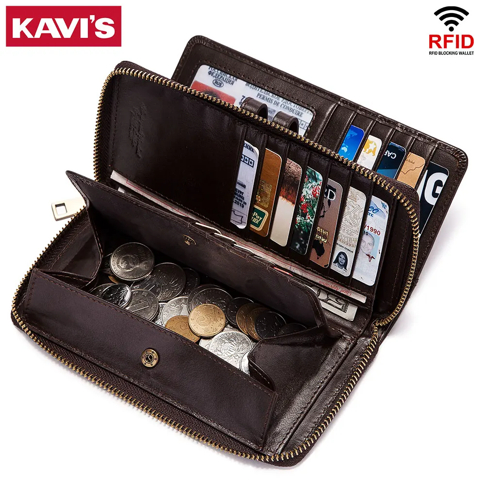 

Fashion Women and Men Wallets Long Style High Quality Card Holder Male Purse Zipper Large Capacity Brand Genuine Leather Wallet