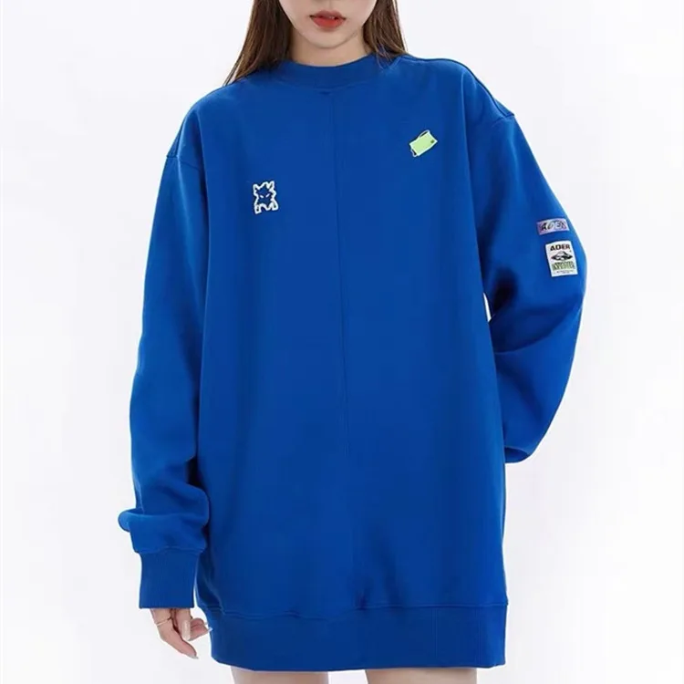 

2021 Spot Korean Autumn New Virus Embroidery Little Monster Sweater Badge Couple Hedging Long Sleeve