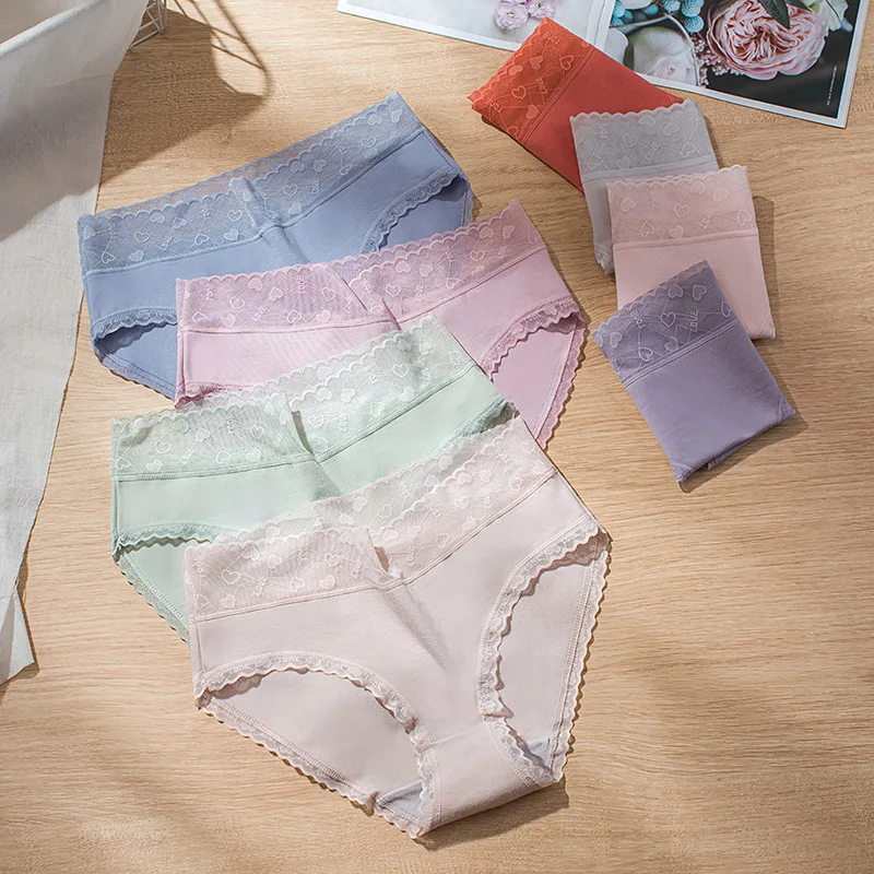 8pcs Women's panties cotton high quality low waist lace female underwear girly cute briefs soft Lingerie