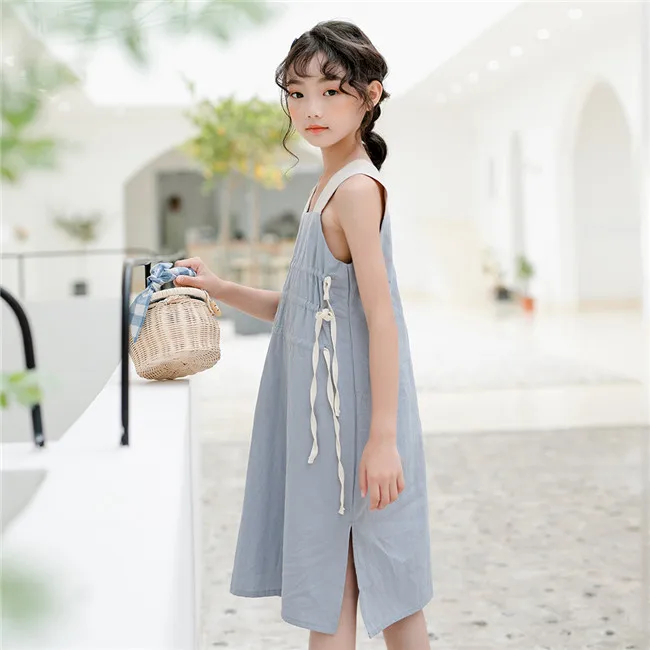 Детское летнее платье-жилет без рукавов для девочек-подростков от 6 до 16 лет