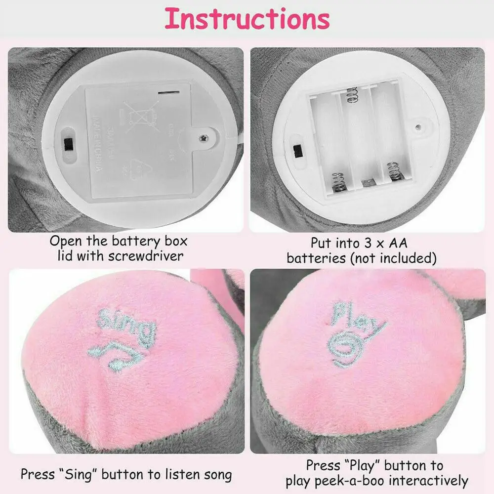 

Elephant Toy Will Sing with Music Elephant Cover Eyes Baby Elephant Doll Children Accompanying Toy Plush Toy Peekaboo Elephant