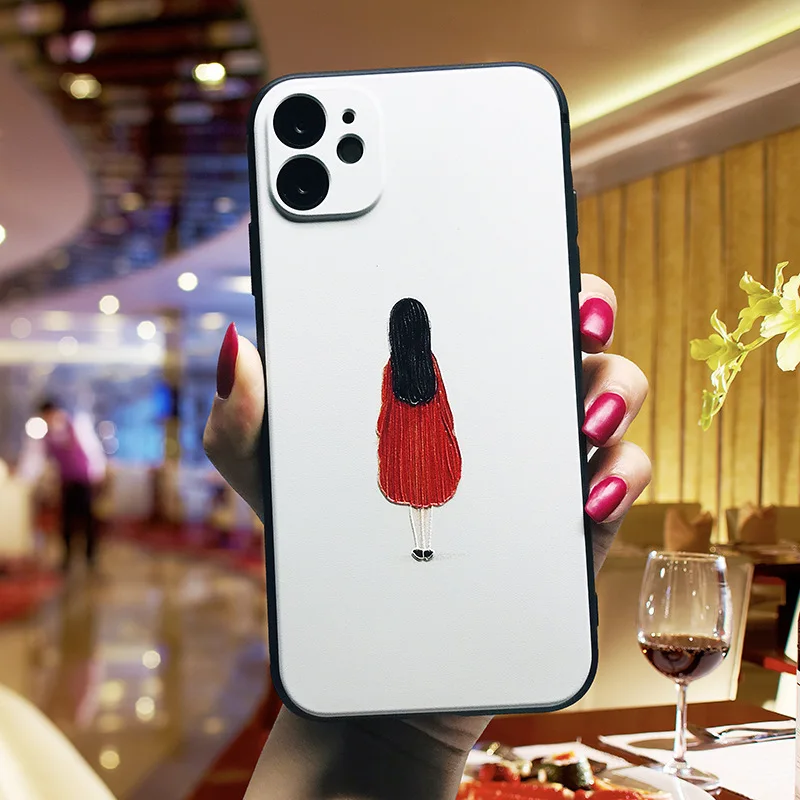 Embossed Silicone Simple Phone Case for IPhone 6 6s 7 8 Plus X XR XS Max Fashion Character Flower Personality 11 | Мобильные
