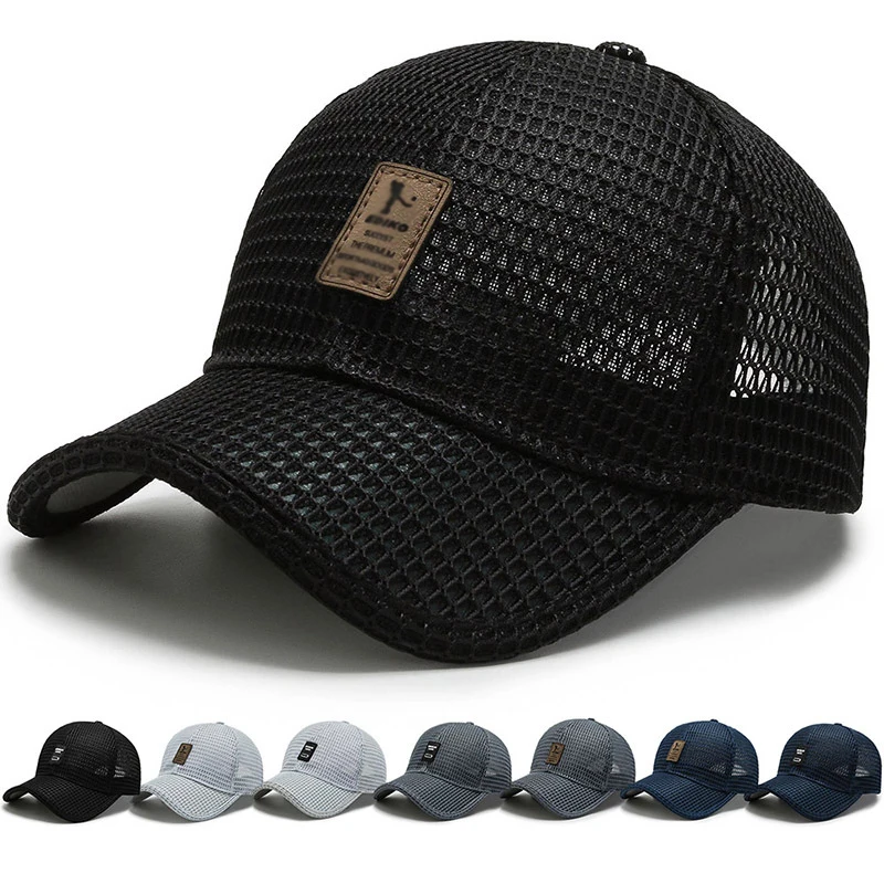 

Summer Women Men Fishing Baseball Caps Women Breathable Mesh Snapback Hats Black Casual Outdoor Sport Hats Unisex Cap