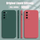 Оригинальный квадратный жидкий силиконовый чехол для Huawei Honor 50 SE 30 Pro Plus 20 Lite V40 V30 V20, Мягкий противоударный однотонный чехол