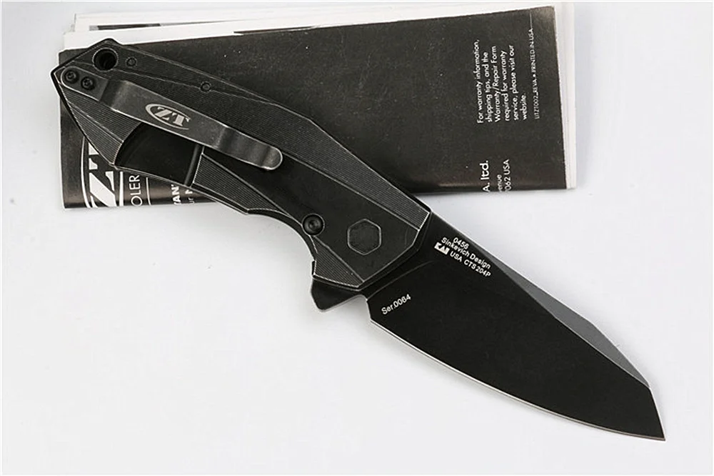 Складной нож JUFULE 0456 ZT0456 С флиппером титановая ручка шарикоподшипник для охоты