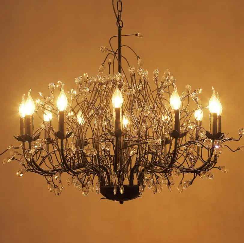 Французский кантри Хрустальная Подвесная лампа современный магазин одежды