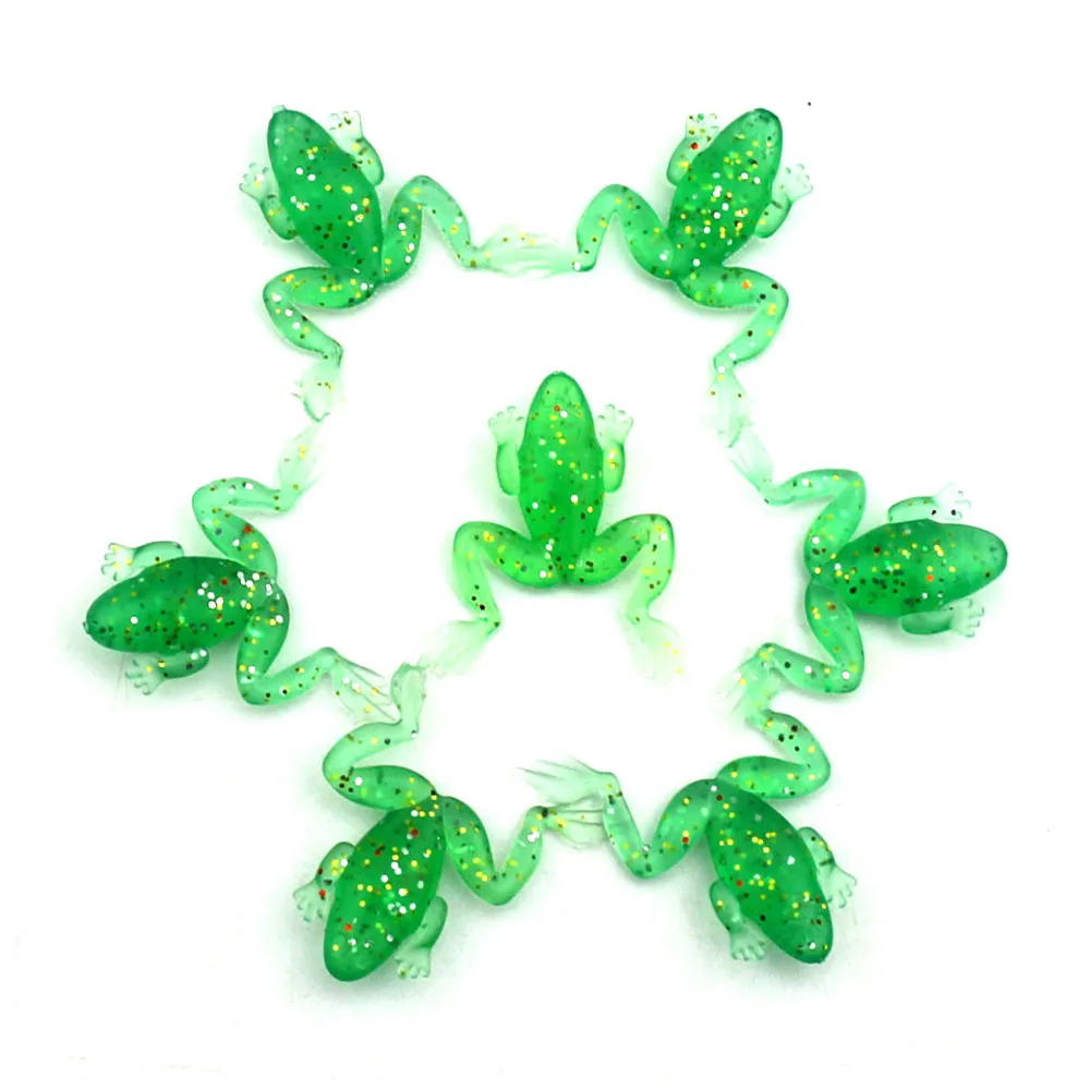 

6pcs/set 5cm 5.5g Silicone Frog Shape Minnow Crank Wobbler Fishing Baits Luminous Soft Artificial Fishing Lures Accessories