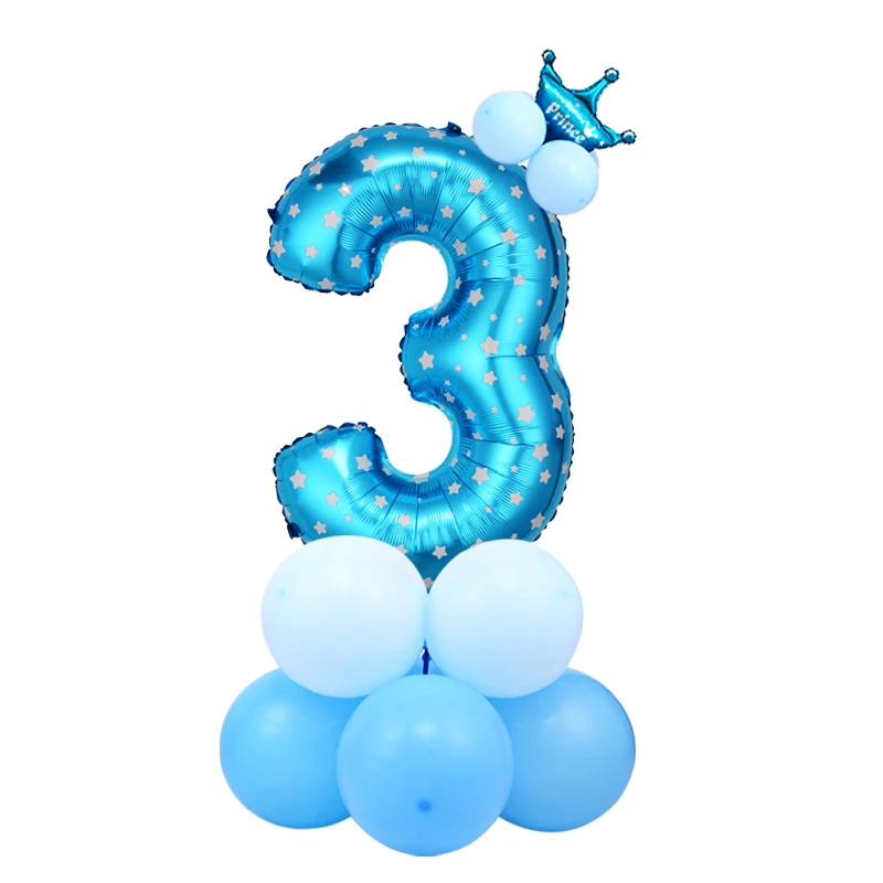 16 шт./лот синий шар Globos номер 1st на день рождения вечерние украшения Дети Baby Shower