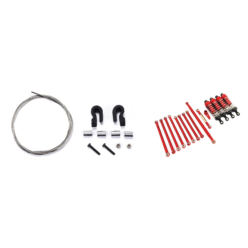 

Steel Rope Set Decoration Accessories Upgrade Parts With Metal Pull Rod Steering Link Rod Shock Absorber Set