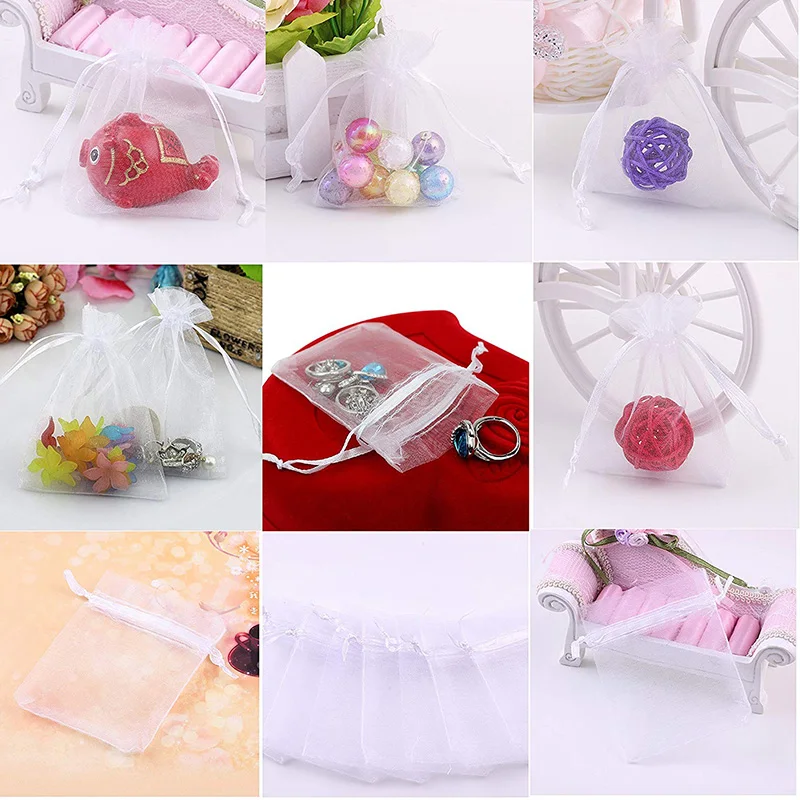 50 шт. прозрачная органза марли элемент ювелирных изделий мешки упаковки покетики