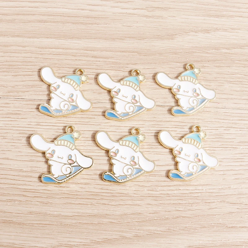 

10pcs 23*22mm Cartoon Enamel Surf Rabbit Charms for Jewelry Making DIY Necklaces Earrings Pendants Handmade Crafts Accessories