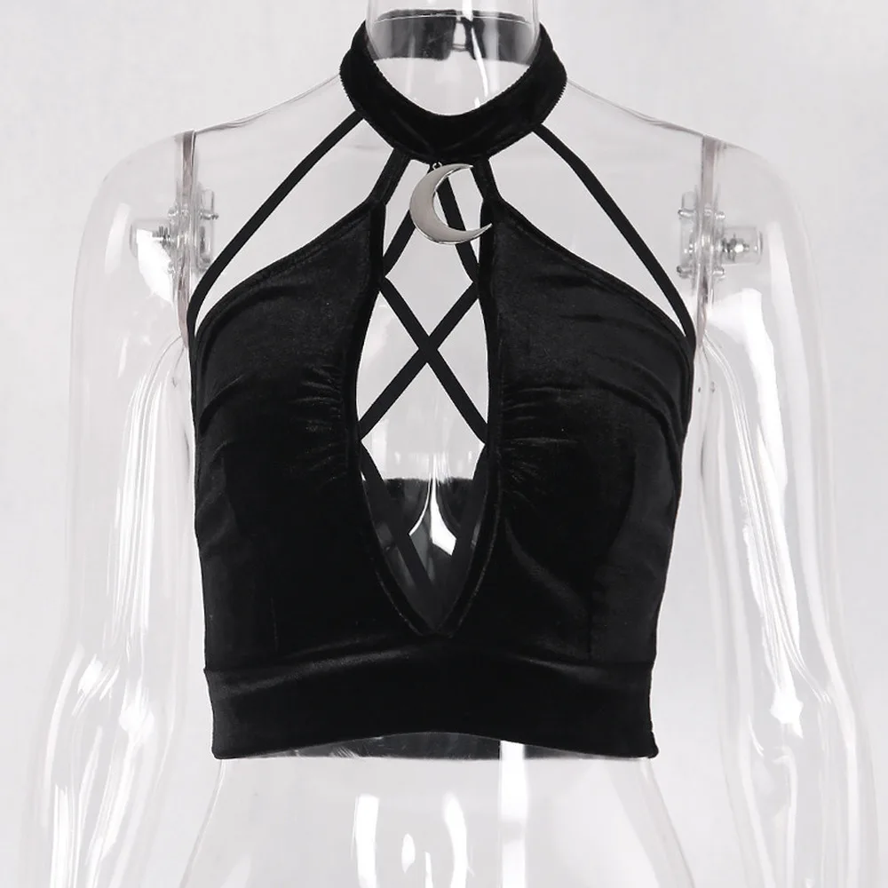 

Vintage 2021 Solid Color Hanging Neck Bandage Off Shoulder Summer Women Fashion Streetwear Backless Sleeveless Halter Camisole