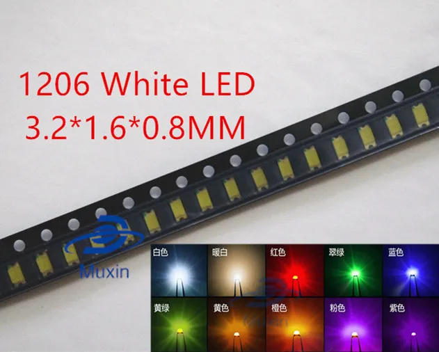 1206 smd led красный желтый зеленый белый синий светодиод 2 0*1 *. 0 8 мм 1000 шт | Лампы и