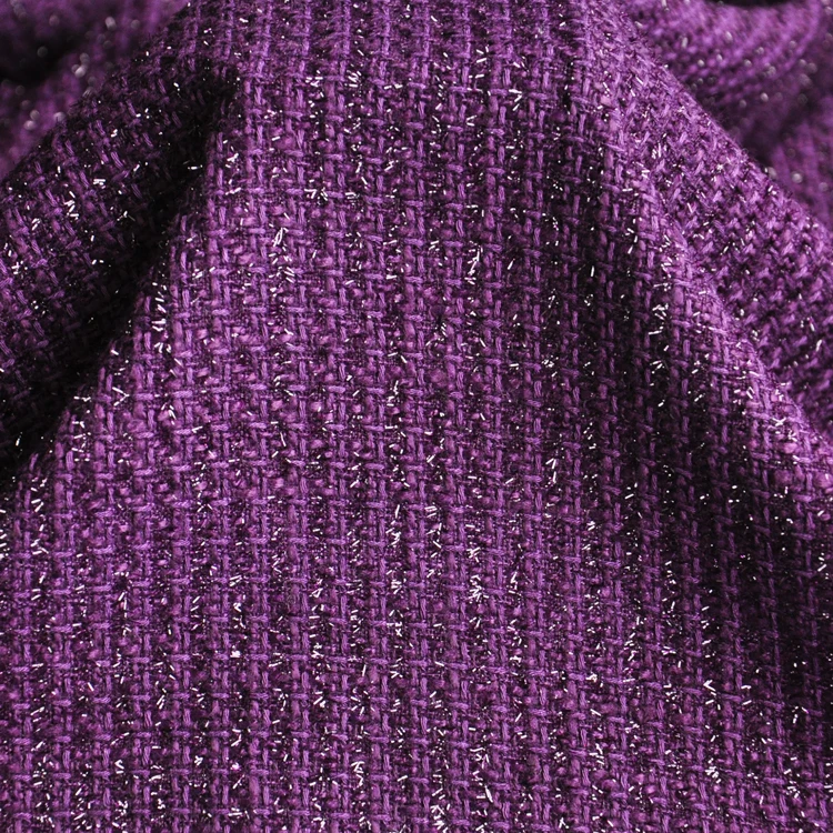 Бесплатная доставка розово-фиолетовая твидовая ткань с блестящей линией цена за