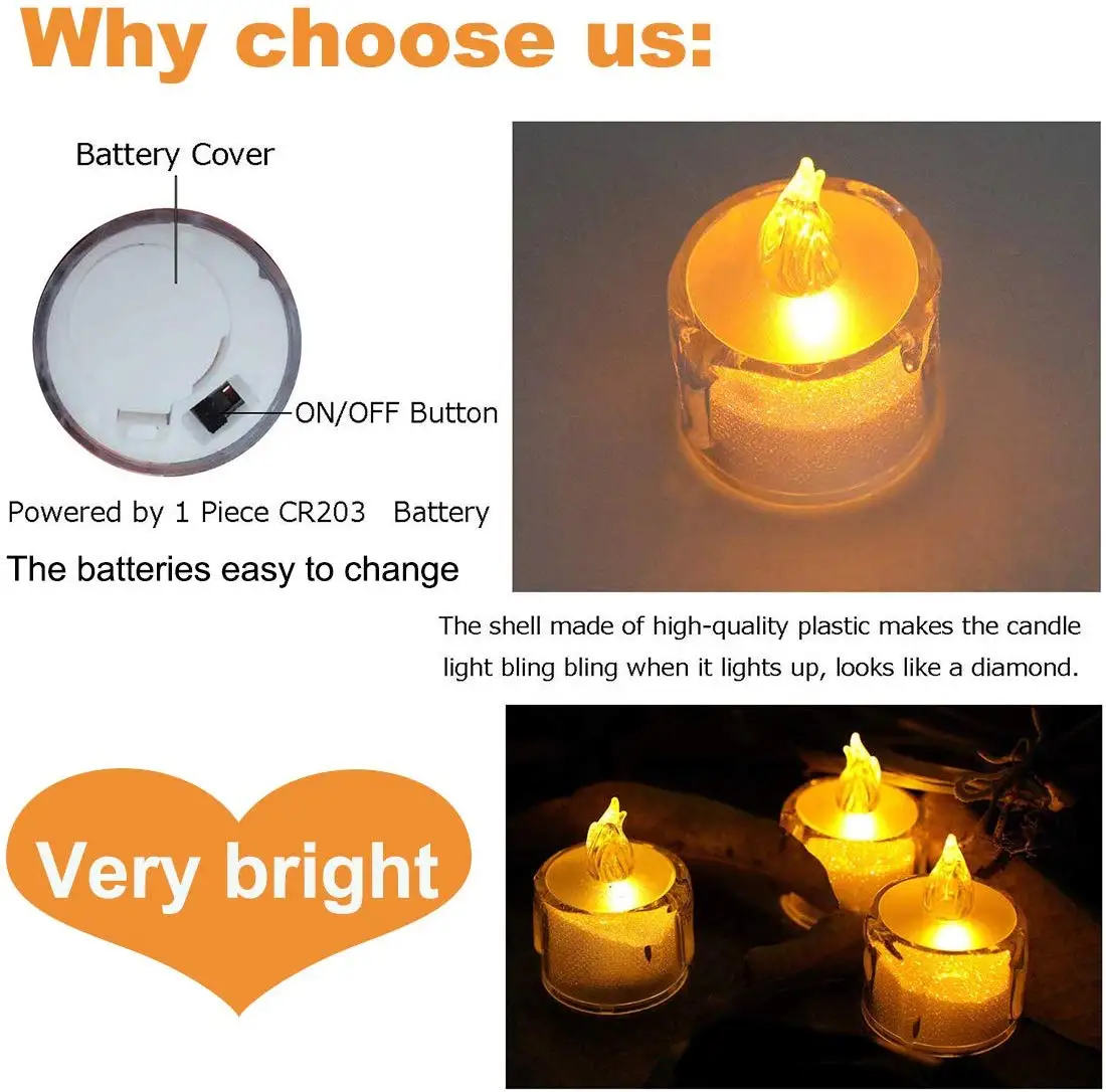 Рождественские декоративные светодиодные свечи мерцающие кристально чистые