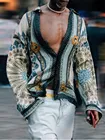 Мужская приталенная рубашка с цветочным принтом, Повседневная приталенная Классическая рубашка с длинным рукавом, одежда для вечеринок, 2021
