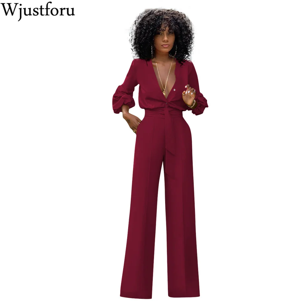 Женский кардиган с широкими штанинами Wjustforu однотонный повседневный комбинезон